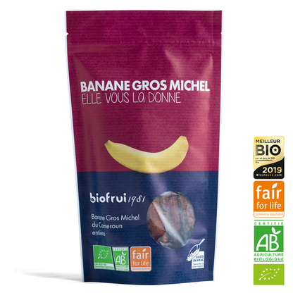 Banane gros michel bio et équitable séchée entière - 1