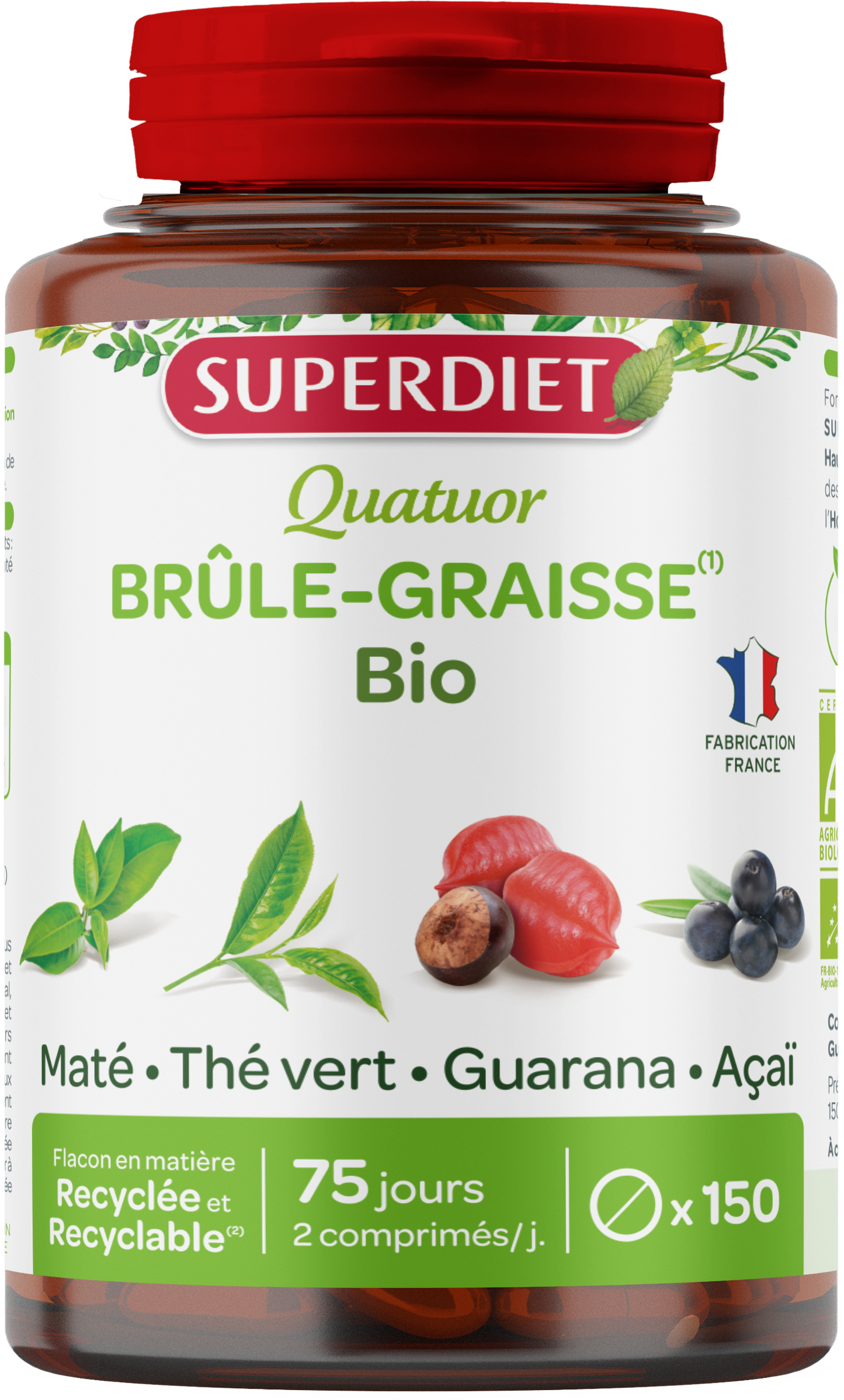 Quatuor brûle graisse bio (maté, guarana, thé vert, acaï) - 1